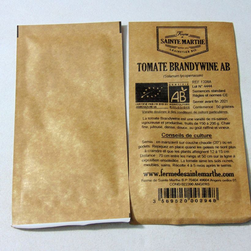 Example of Tomate Brandywine Bio per pack of 50 seeds as you get