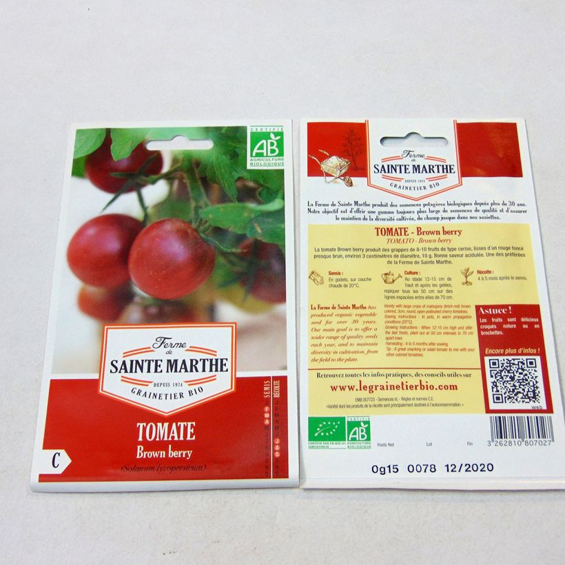 Example of Tomate Brown Berry Bio per pack of 50 seeds as you get