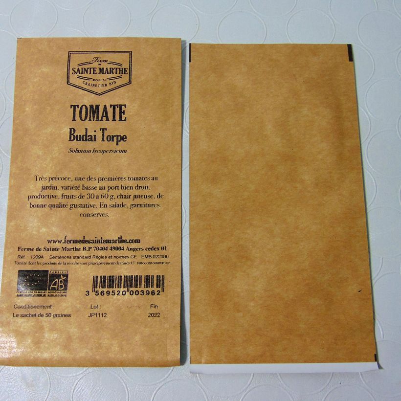 Example of Tomate Budaï Torpe Bio per pack of 50 seeds as you get