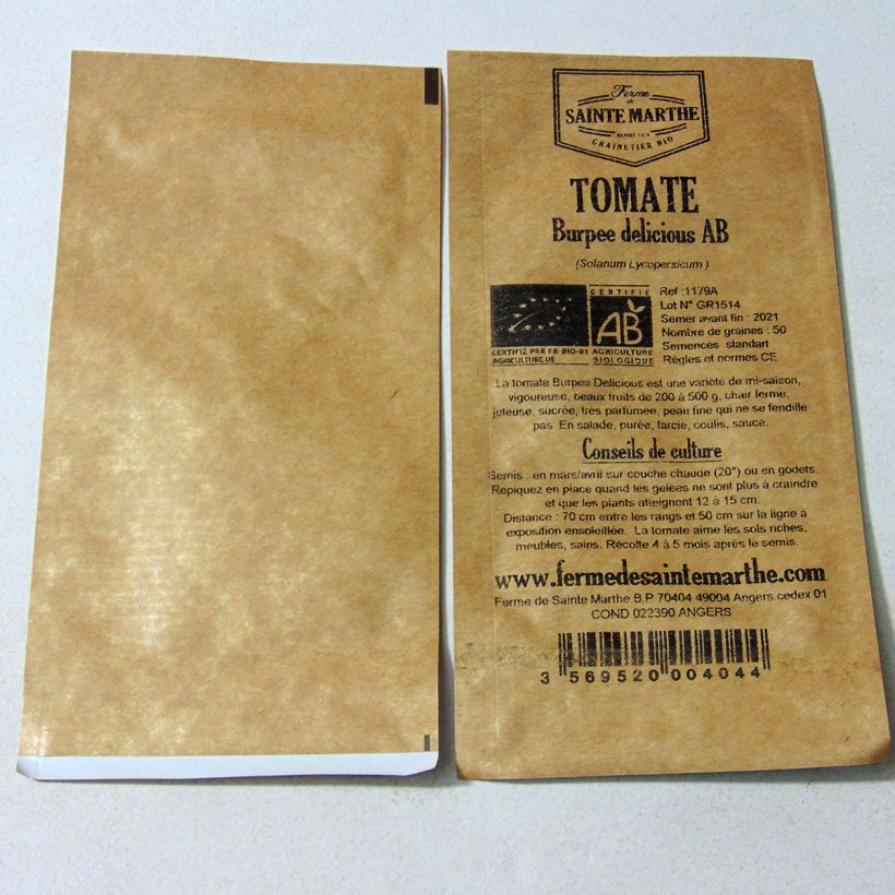 Example of Tomate Burpee Delicious Bio per pack of 50 seeds as you get