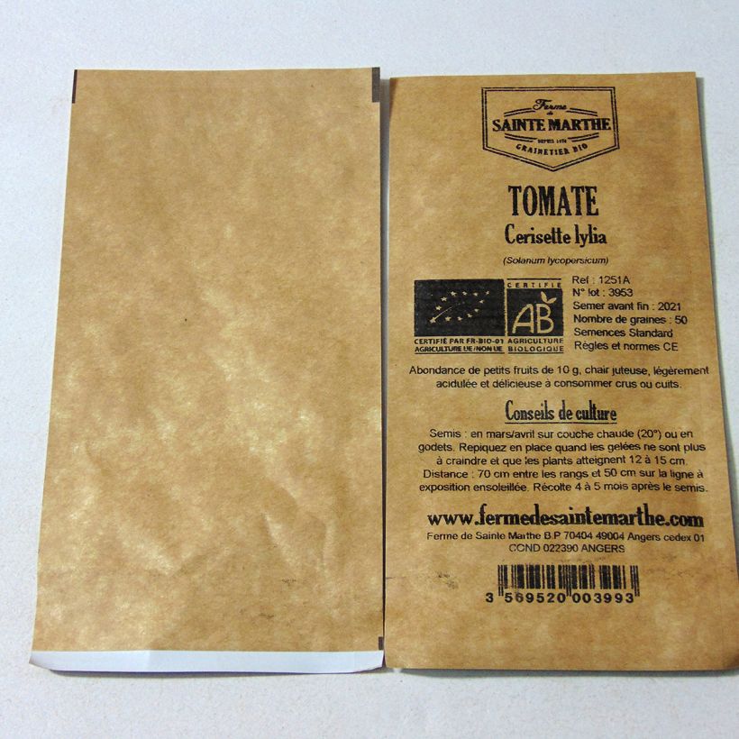 Example of Kirschtomate Cerisette Lylia Bio per pack of 50 seeds as you get