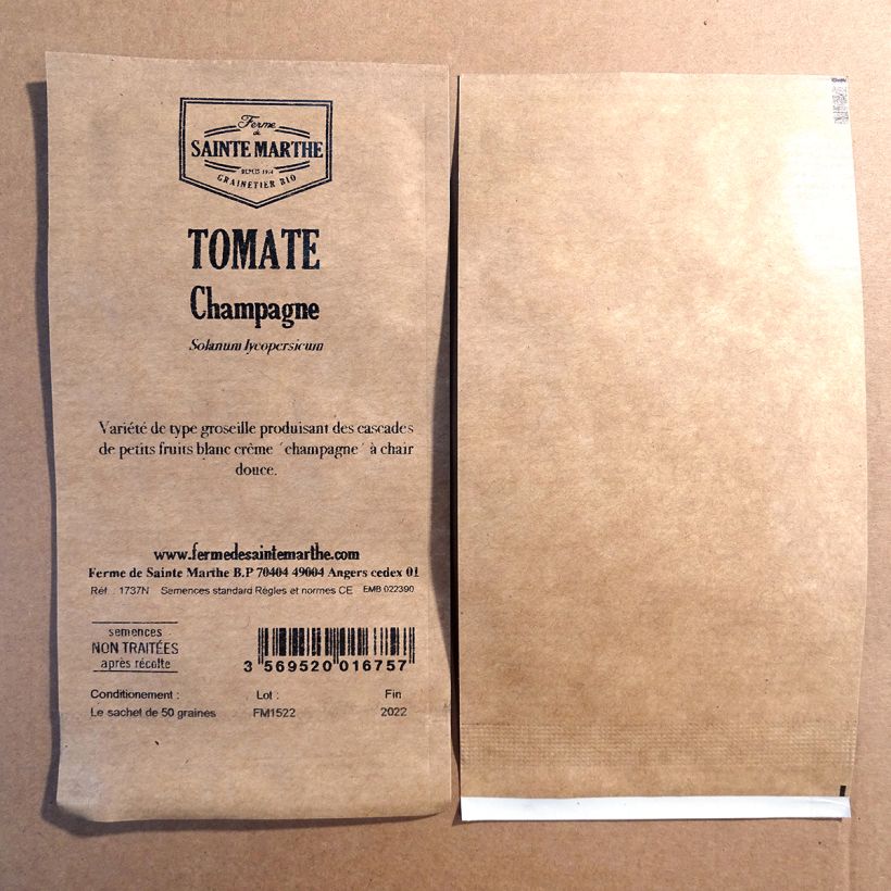 Example of Tomate Champagne per pack of 50 seeds as you get