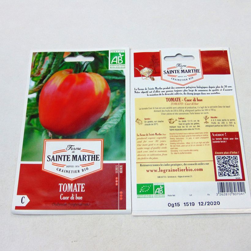 Example of Fleischtomate Cuor Di Bue Bio per pack of 60 seeds as you get