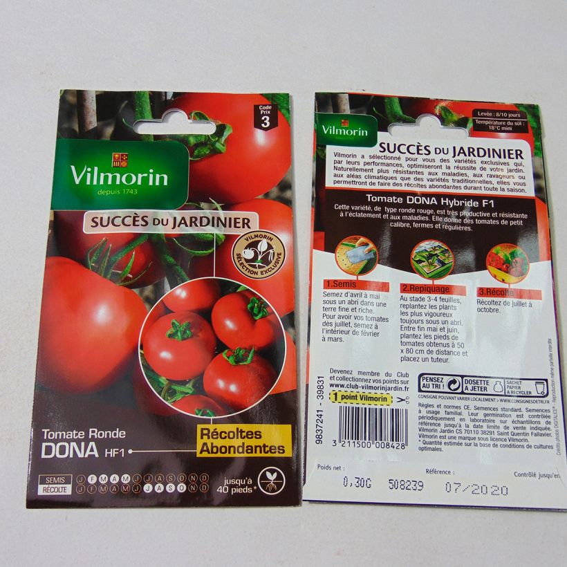 Example of Tomate Dona - Vilmorin per pack of 90 seeds (0.3g) as you get