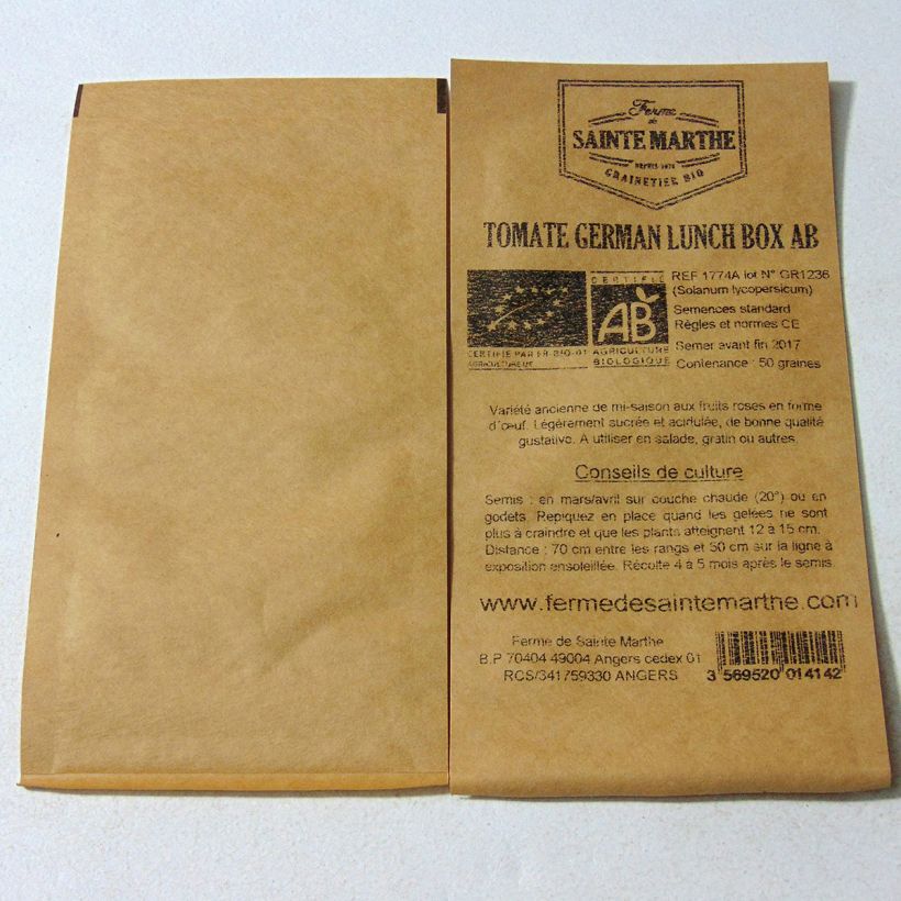Example of Tomate German Lunch Box Bio per pack of 50 seeds as you get