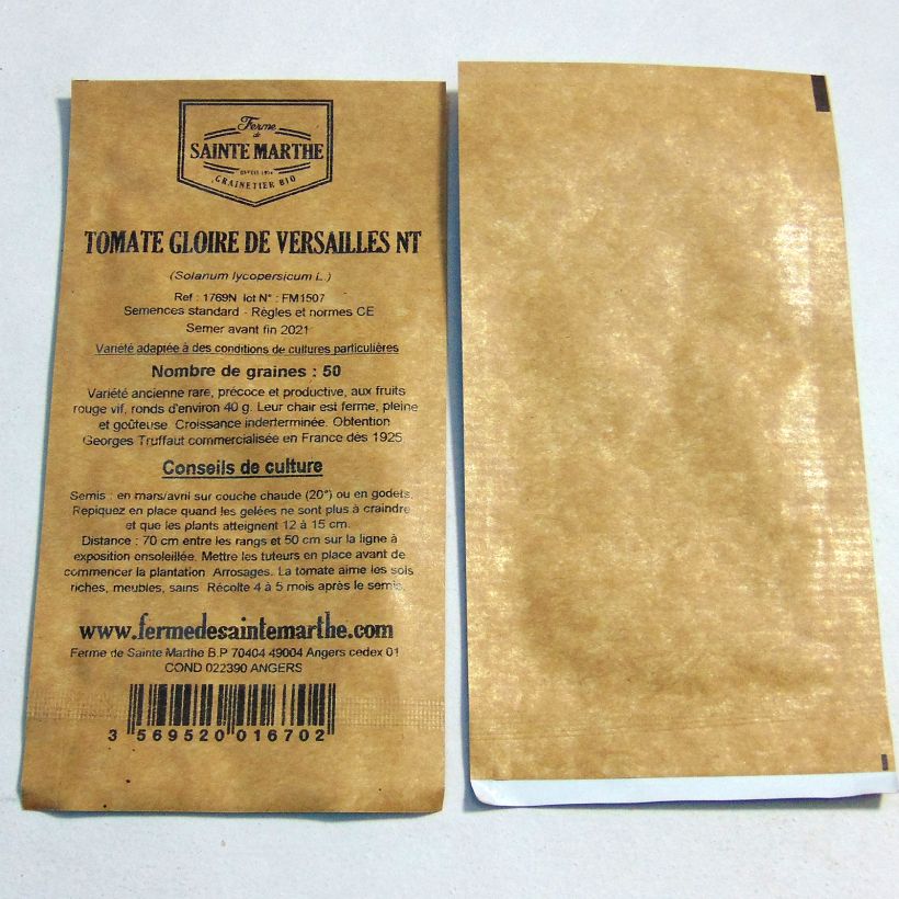 Example of Tomate Gloire de Versailles per pack of 50 seeds as you get