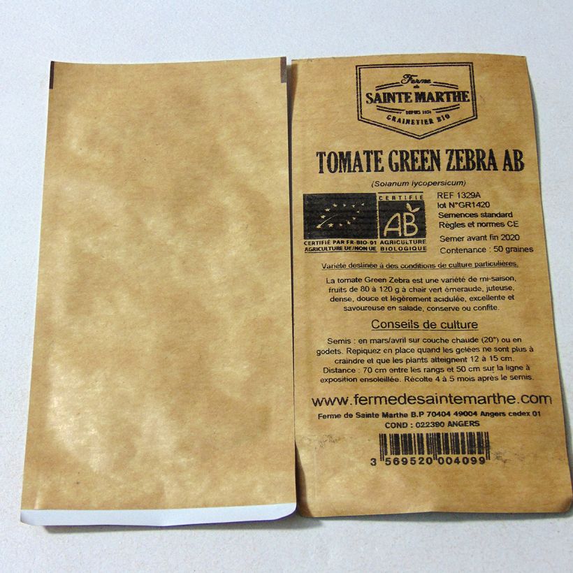 Example of Tomate Green Zebra Bio per pack of 50 seeds as you get