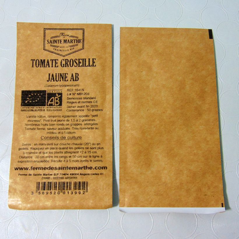 Example of Tomate Groseille Jaune Bio per pack of 50 seeds as you get