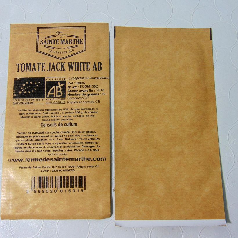 Example of Tomate Jack White Bio per pack of 50 seeds as you get