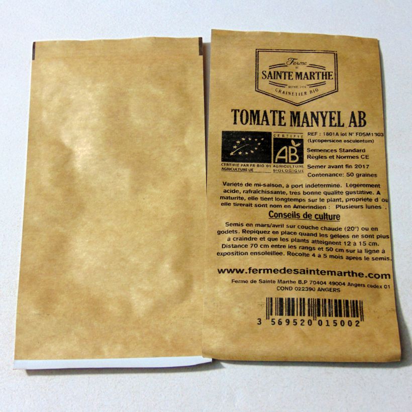 Example of Tomate Manyel Bio per pack of 50 seeds as you get
