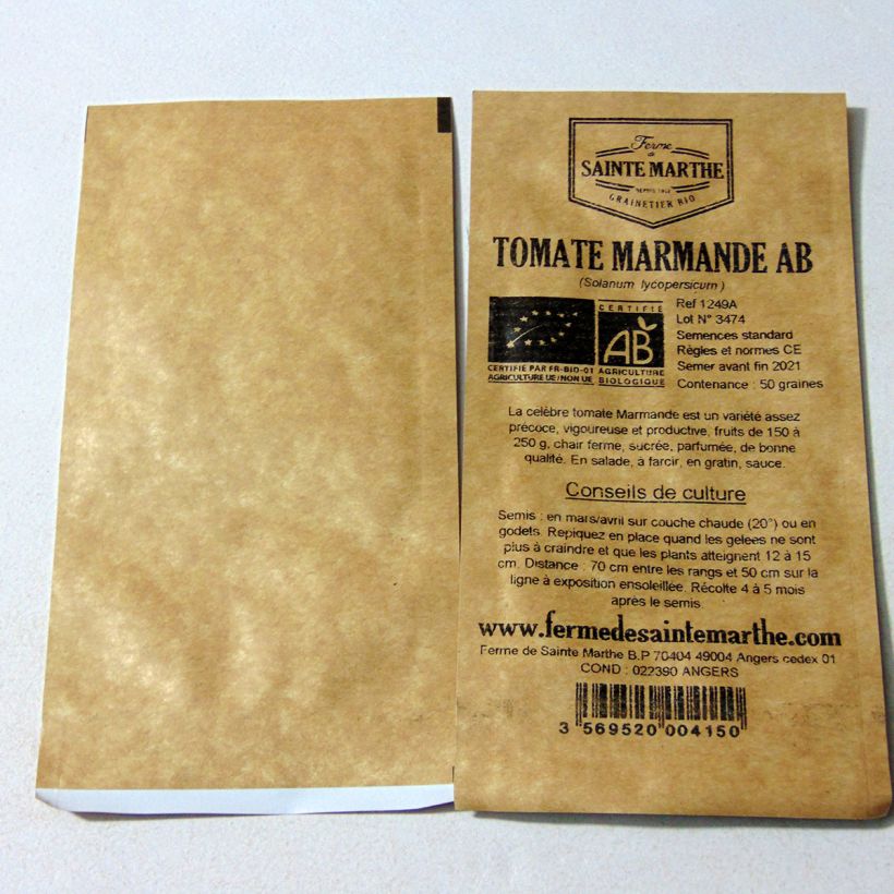 Example of Tomate Marmande Bio - Ferme de Sainte Marthe per pack of 50 seeds as you get