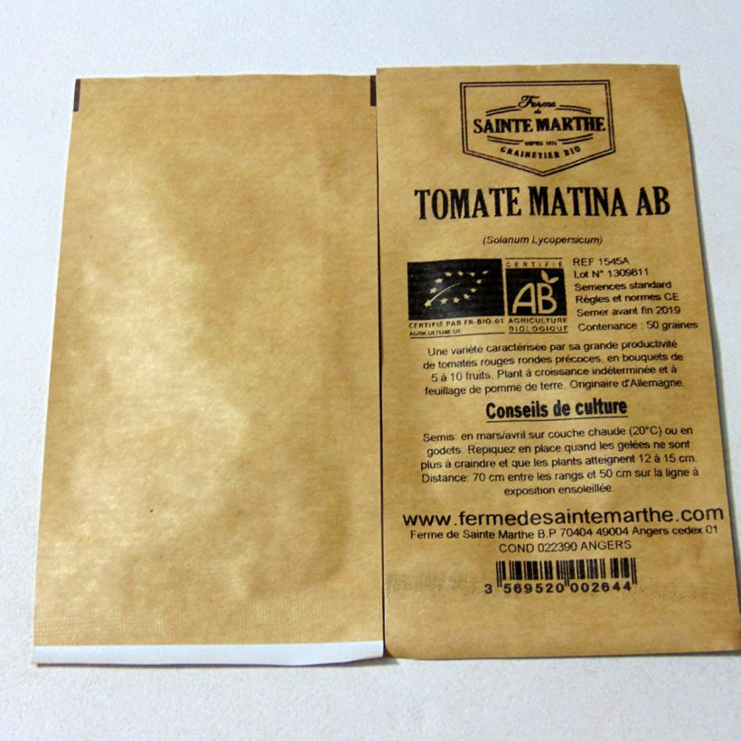 Example of Tomate Matina Bio per pack of 50 seeds as you get