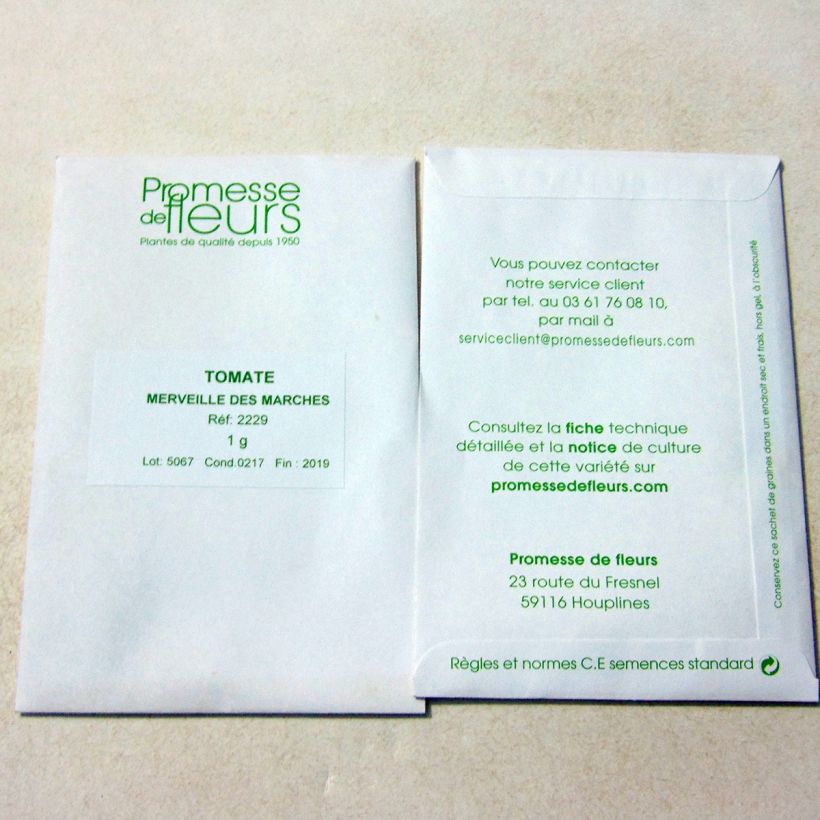 Example of Tomate Merveille des Marchés per pack of 300 seeds (1g) as you get