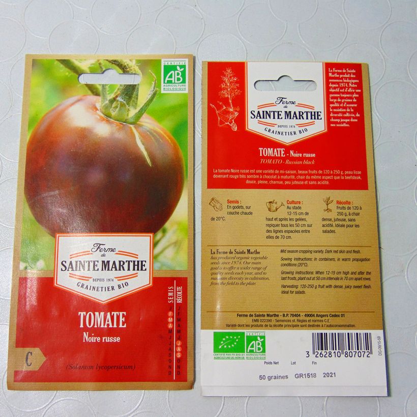 Example of Tomate Noire Russe Bio per pack of 30 seeds as you get