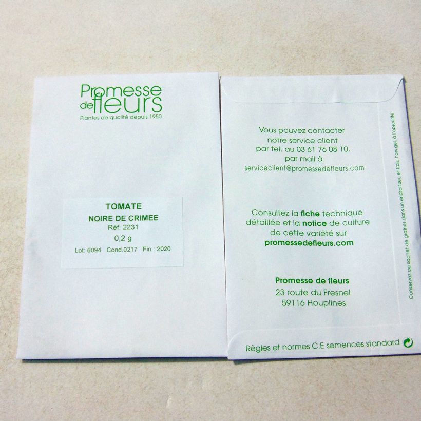 Example of Tomate Noire de Crimée per pack of 60 seeds (0,2g) as you get