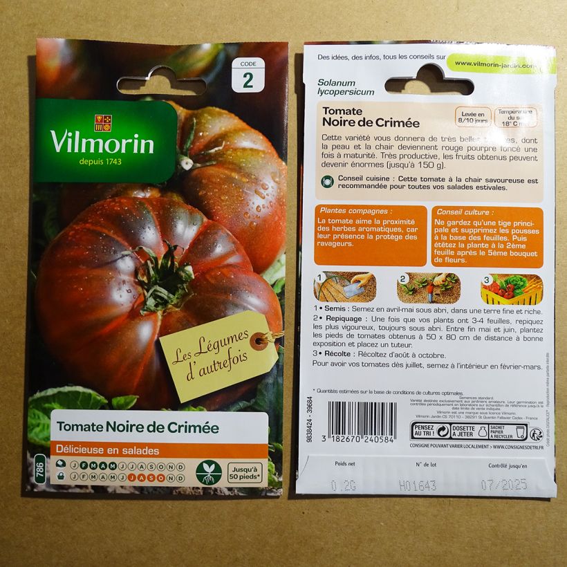 Example of Tomate Noire de Crimée - Vilmorin per pack of 60 seeds (0.2g) as you get
