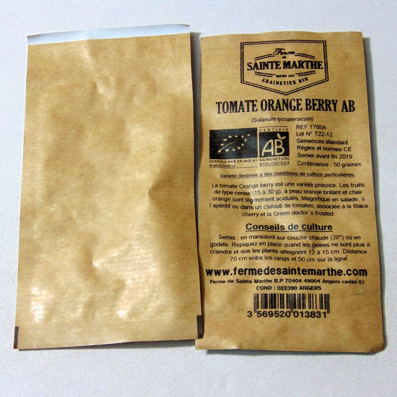 Example of Tomate Orange Berry Bio per pack of 50 seeds as you get