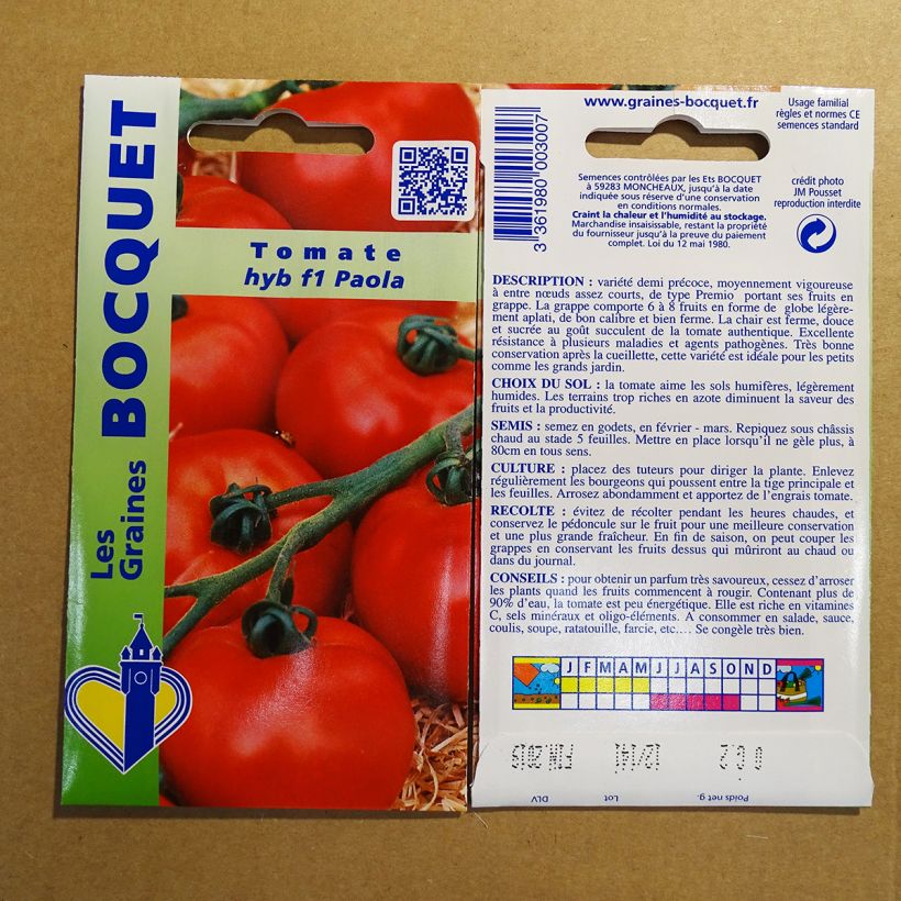 Example of Tomate Paola F1 per pack of 60 seeds (0.2g) as you get