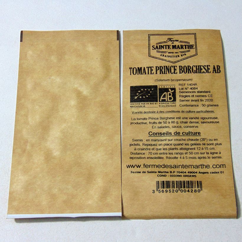 Example of Tomate Prince Borghese Bio per pack of 50 seeds as you get