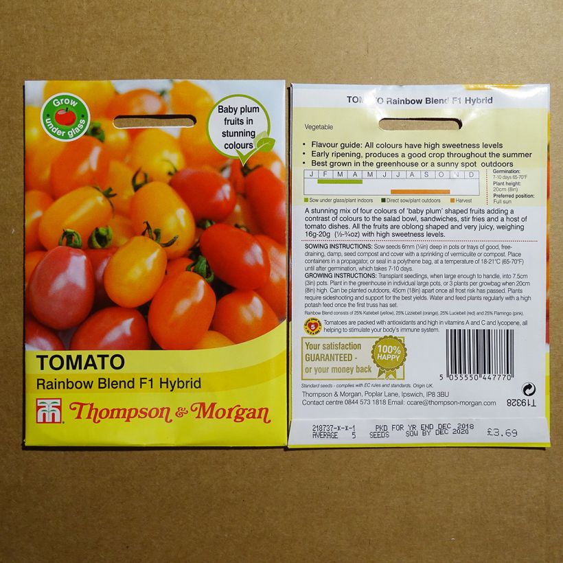 Example of Tomate Rainbow Blend per pack of 8 seeds as you get