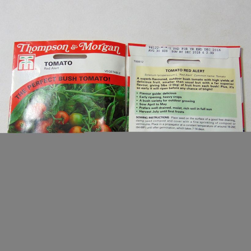 Example of Tomate Red Alert Bush per pack of 30 seeds as you get