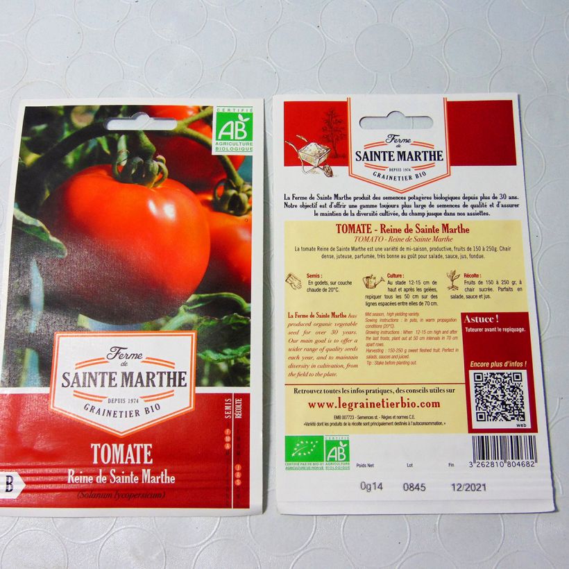 Example of Tomate Reine de Sainte-Marthe Bio per pack of 50 seeds as you get