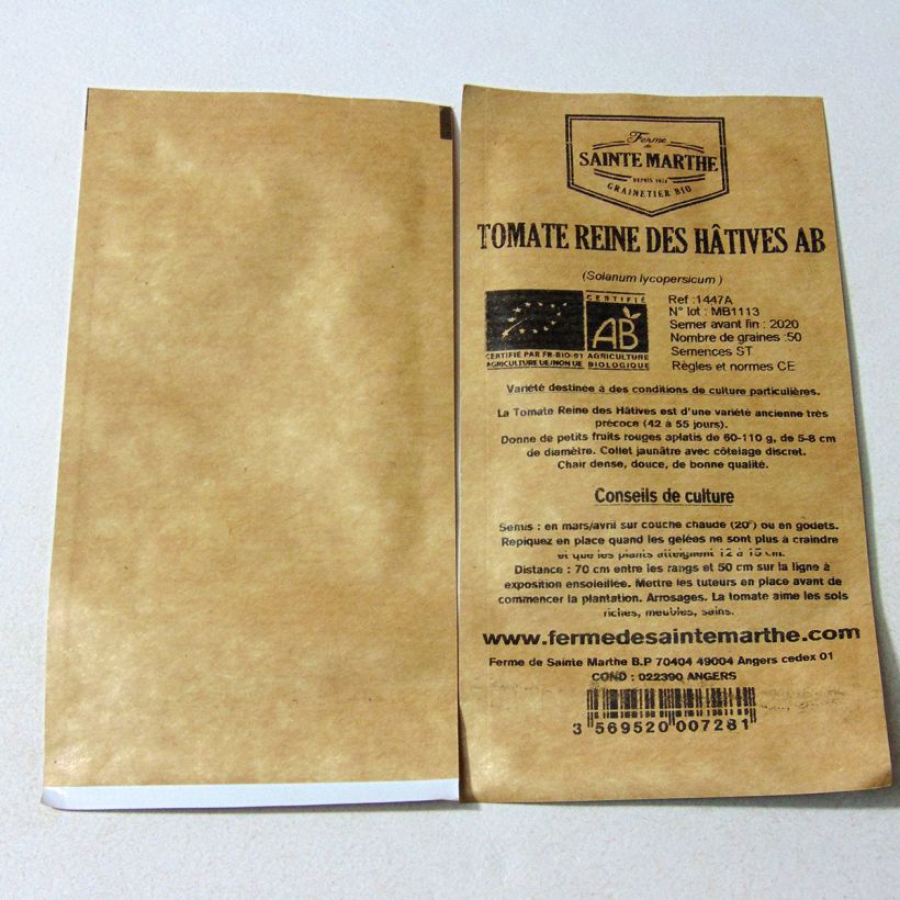 Example of Tomate Reine des hâtives Bio per pack of 50 seeds as you get