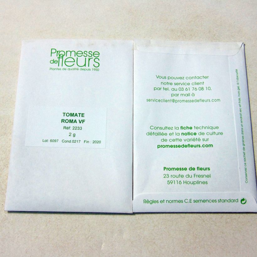 Example of Tomate Roma VF per pack of 650 seeds (2g) as you get