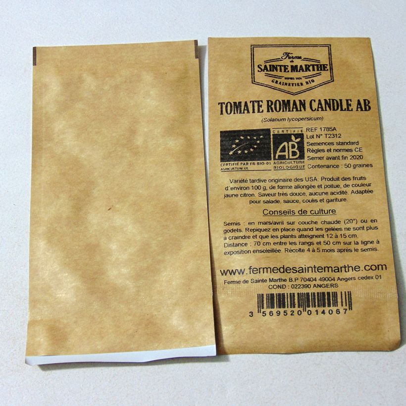 Example of Tomate Roman Candle Bio per pack of 50 seeds as you get