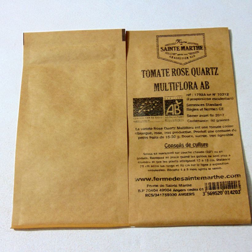 Example of Tomate Rose Quartz Multiflora Bio per pack of 50 seeds as you get