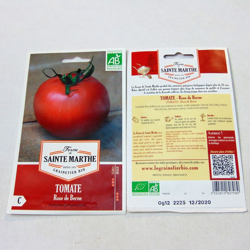 Example of Tomate Rose De Berne Bio per pack of 40 seeds as you get