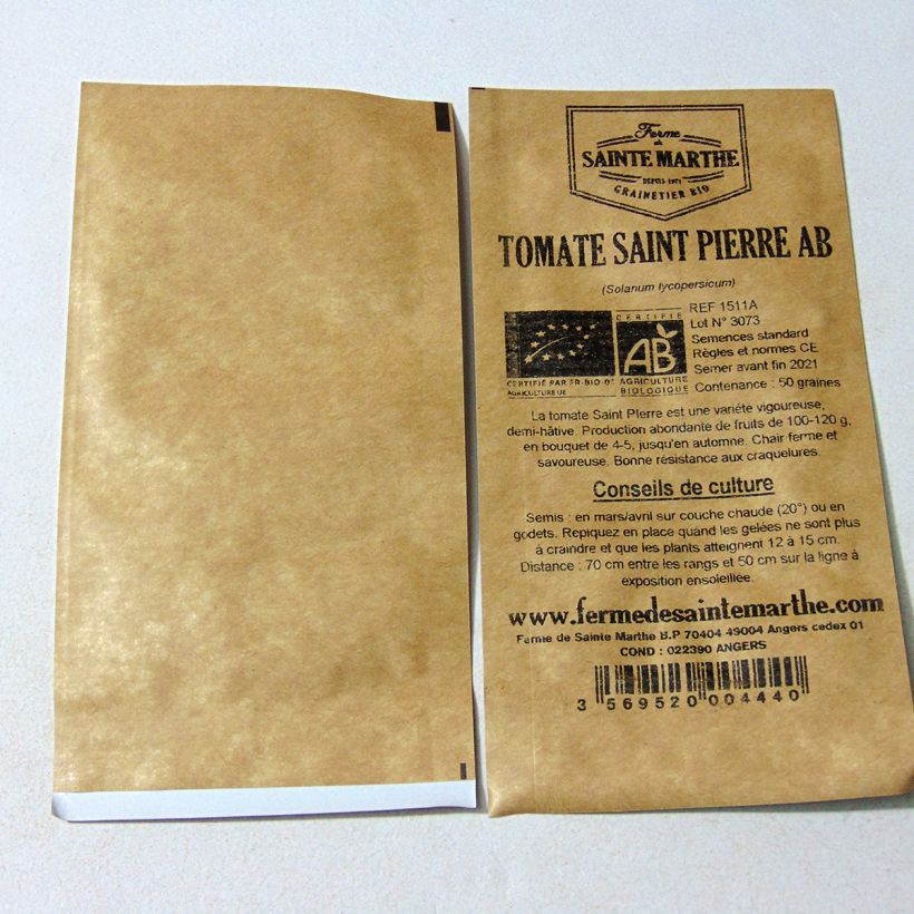 Example of Tomate Saint Pierre Bio per pack of 50 seeds as you get