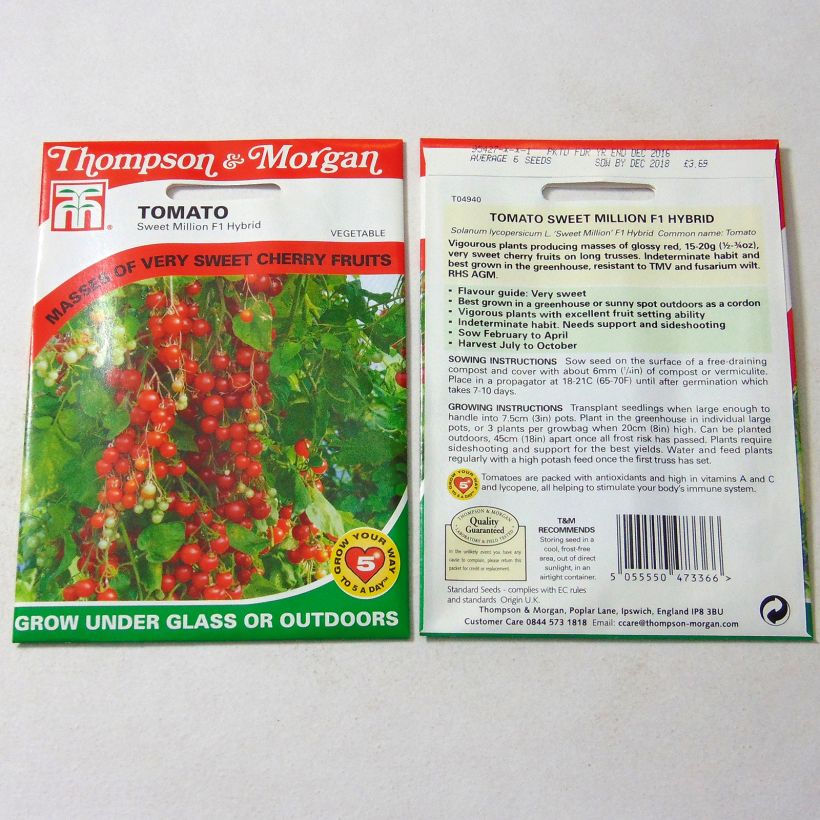 Example of Kirschtomate Sweet Million per pack of 6 seeds as you get