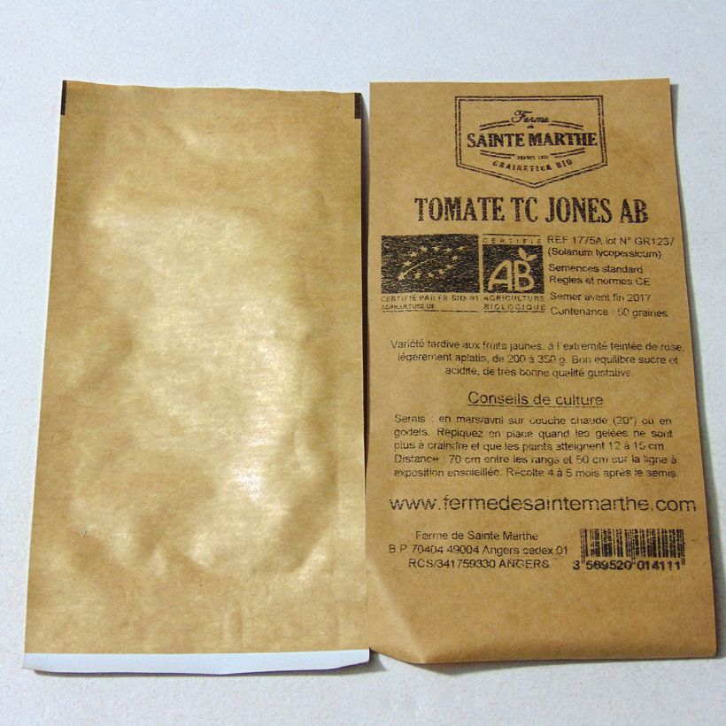 Example of Tomate TC Jones Bio per pack of 50 seeds as you get