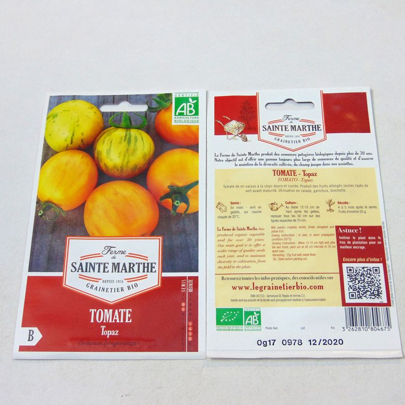 Example of Tomate Topaz Bio per pack of 50 seeds as you get