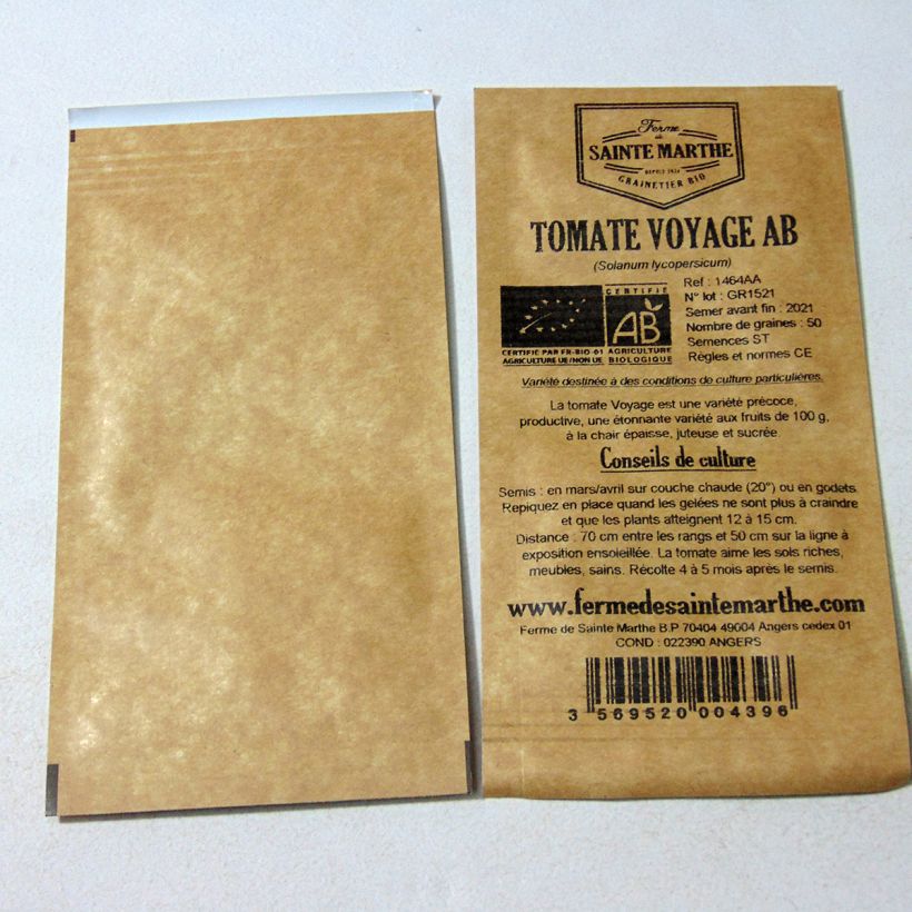 Example of Tomate Voyage Bio per pack of 50 seeds as you get