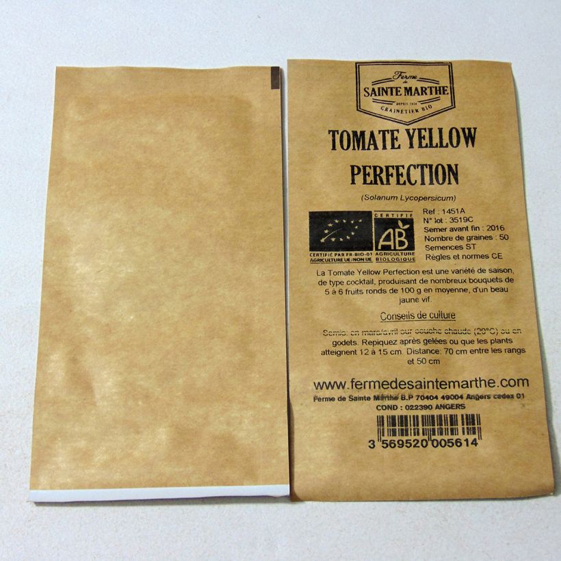 Example of Tomate Yellow Perfection Bio per pack of 50 seeds as you get