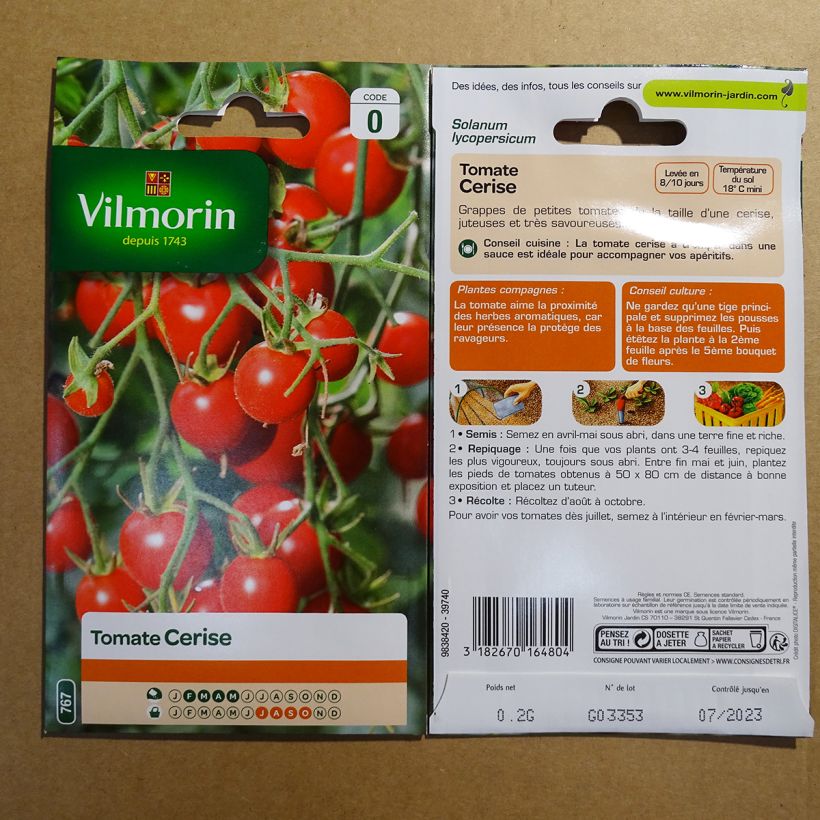 Example of Kirschtomate cerise - Vilmorin per pack of 60 seeds (0,2g) as you get