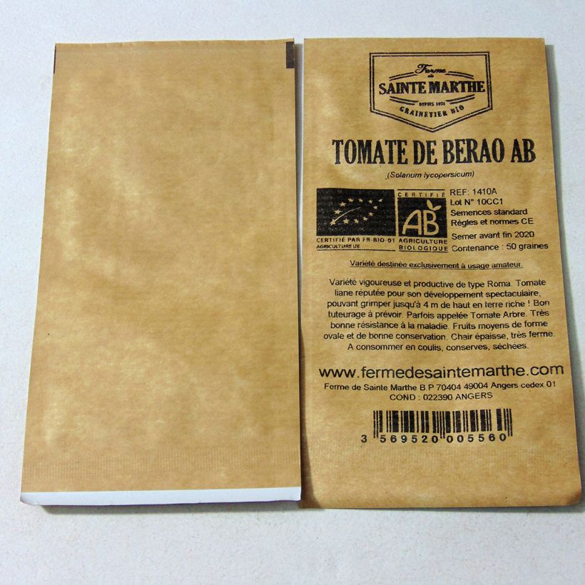 Example of Tomate de Berao Bio per pack of 50 seeds as you get