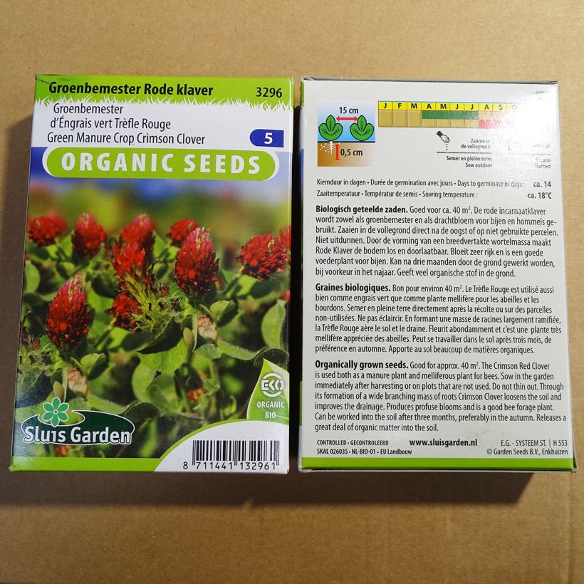 Example of Inkarnat-Klee - Trifolium incarnatum per 70 g seed pack as you get