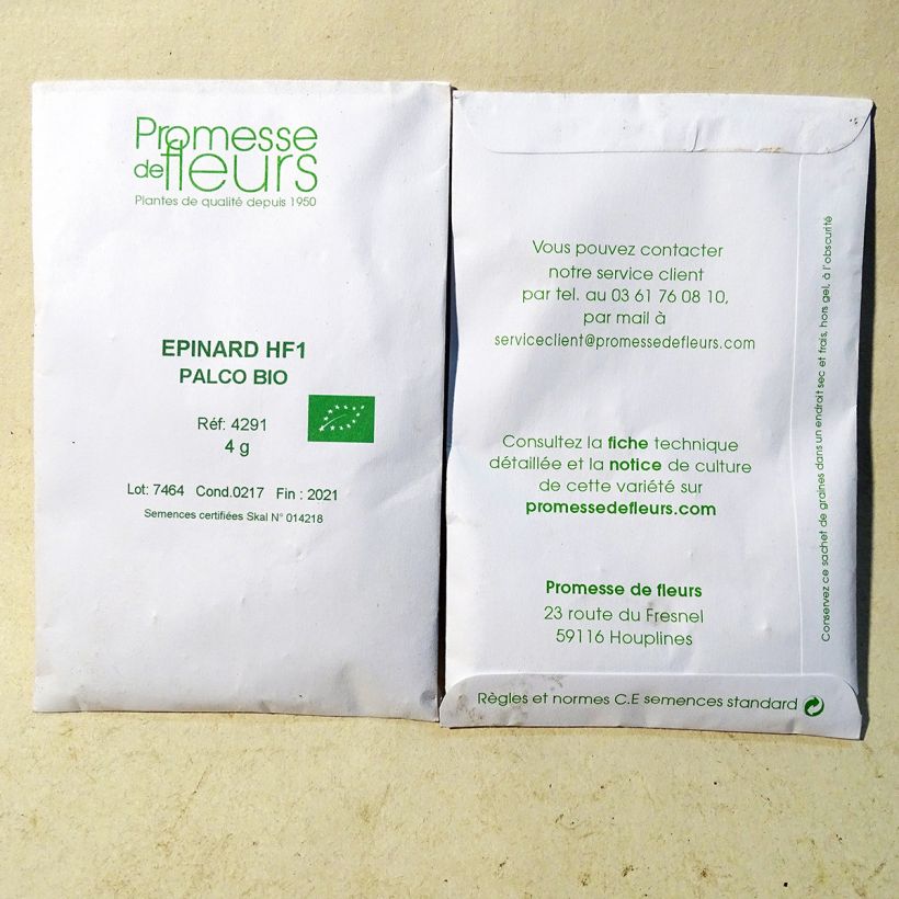 Example of Spinat Palco F1 per pack of 400 seeds (4g) as you get